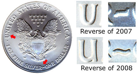 2008-W American Silver Eagle Reverse of 2007